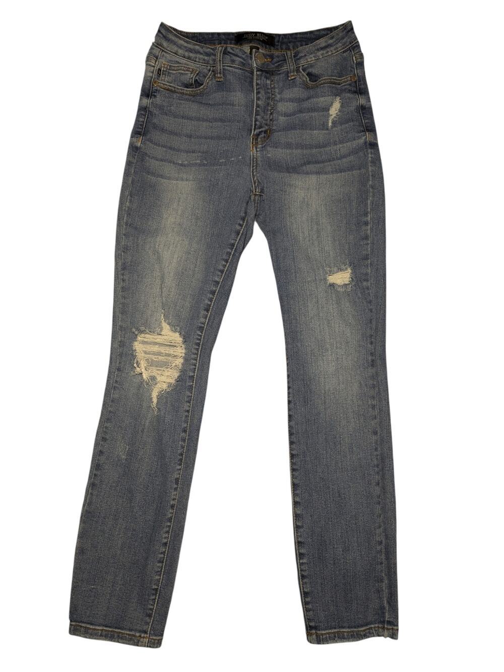 Judy Blue Distressed Slim Straight Leg Jeans Medium Wash Women’s Size 27 / 5